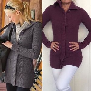 ATHLETA Plum Sula Snap Front Sweater Jacket Coat L